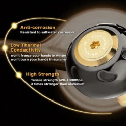 Gomexus 90mm Aluminium Power Handle With 45mm Titanium Knob - Black & Gold -Angeln Geschäft LYS90TB45BKGD 5